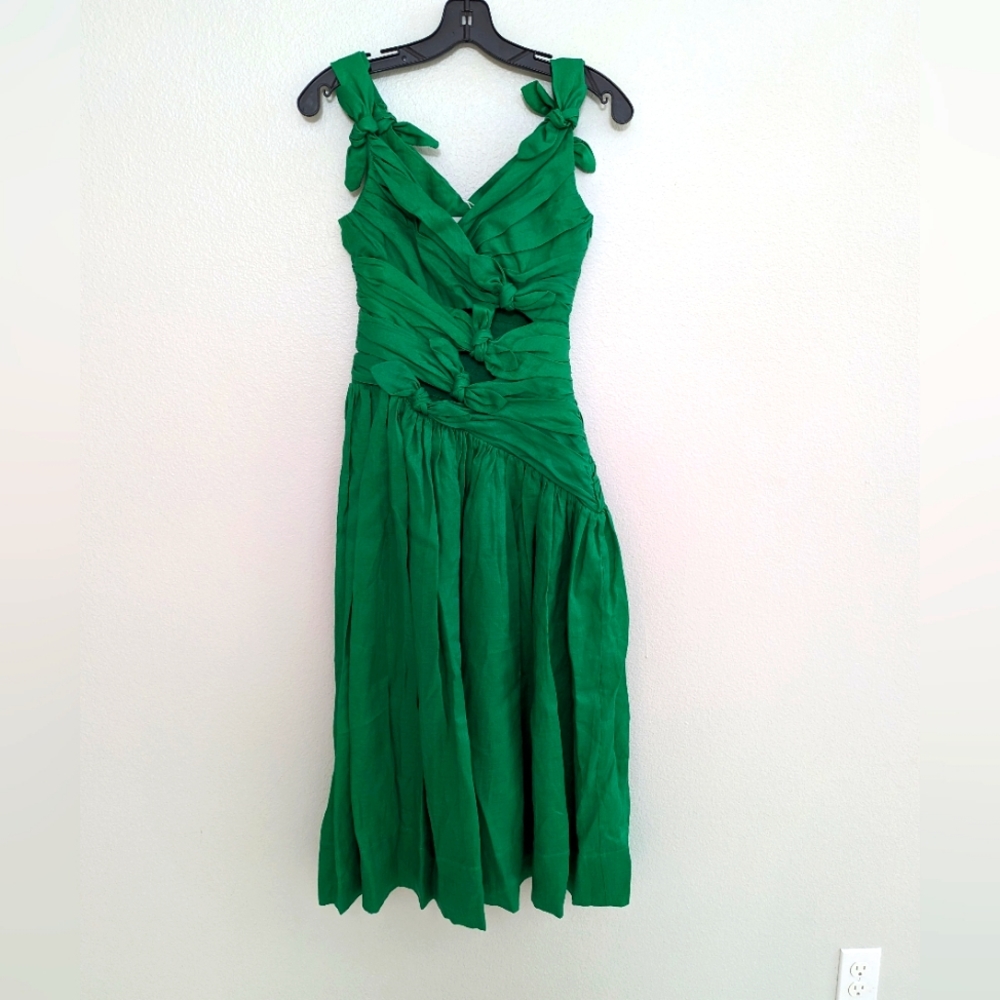 Zimmermann Tiggy Bow Cut-Out Midi-Dress